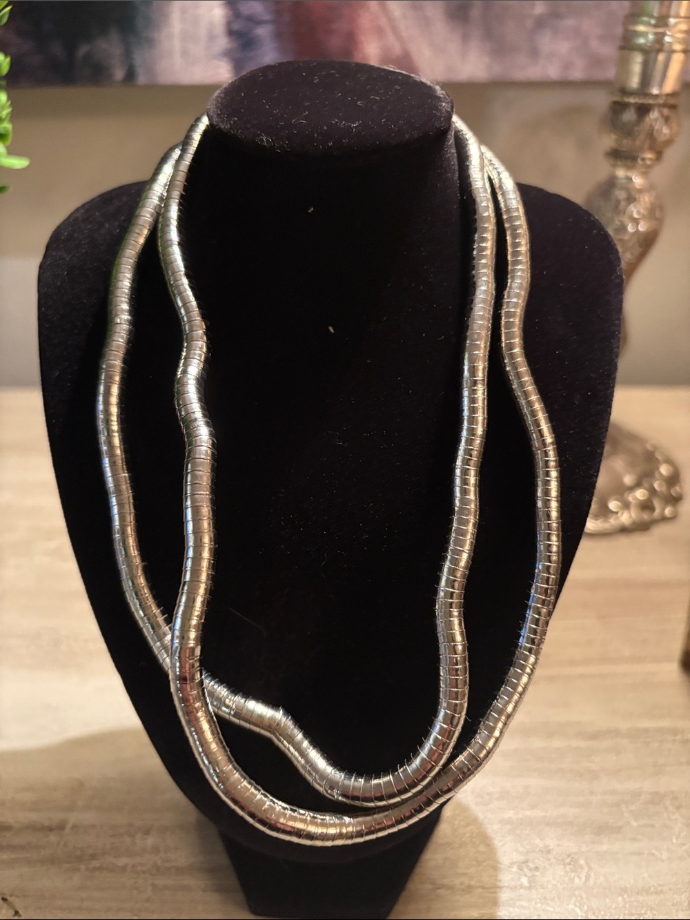 Multi-Strand Sculptural Silver Snake Chain Necklace. Art Deco - Picture 2 of 5
